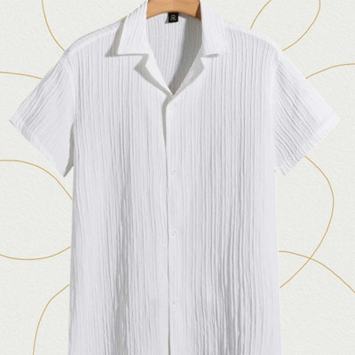 Dharamraj Fashion Men Self Design Casual White Shirt