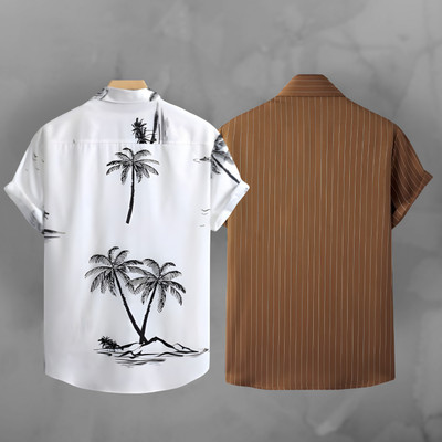Hookstep Men Printed Casual Multicolor Shirt(Pack of 2)