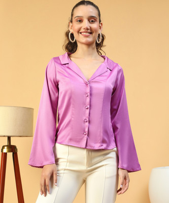 OXOLLOXO Women Solid Party Purple Shirt