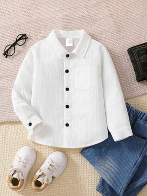 ESTHERCHARM Boys Striped Casual White Shirt