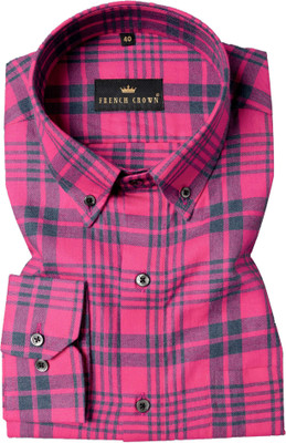 HOC Men Checkered Formal Pink, Grey Shirt