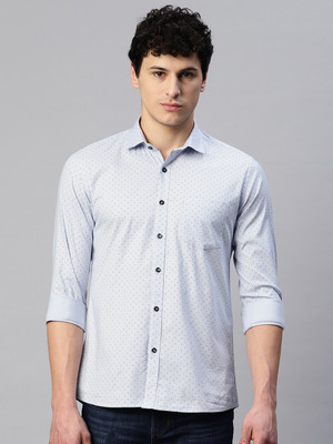 5TH ANFOLD Men Printed Casual Light Blue Shirt