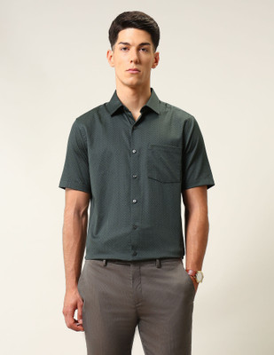 ARROW Men Printed Formal Green Shirt