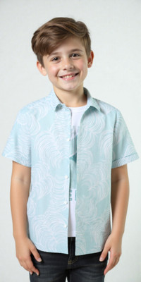 Charchit Boys Printed Casual Blue Shirt