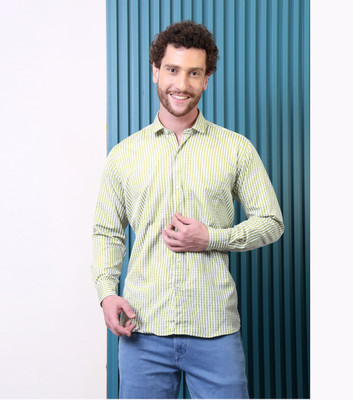 CONTRARY Men Striped Formal Green Shirt