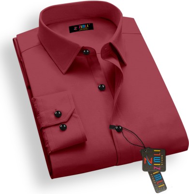 Zimli Men Solid Casual Maroon Shirt