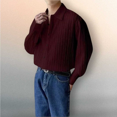 SHIVAY TREND Men Self Design Casual Maroon Shirt