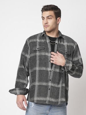 VASTRADO Men Checkered Casual Black Shirt