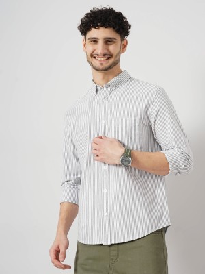 Celio Men Striped Casual White, Grey Shirt