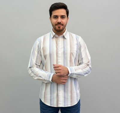Country Gentleman Men Striped Casual Yellow Shirt