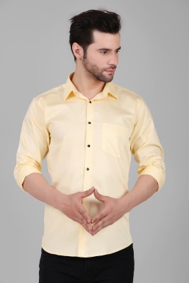 DESIGN UP Men Solid Casual Yellow Shirt