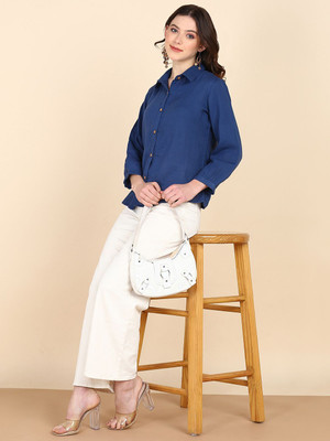 CORSICA Women Dyed/Ombre Casual Blue Shirt