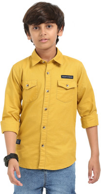 ROCKET SCIENCE Boys Solid Casual Yellow Shirt