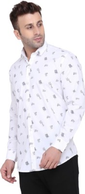 HANUMNTRA Men Printed Casual White Shirt