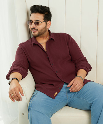 Instafab Plus Men Solid Casual Red Shirt