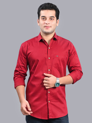 ZEE GOLD Men Solid Casual Red Shirt