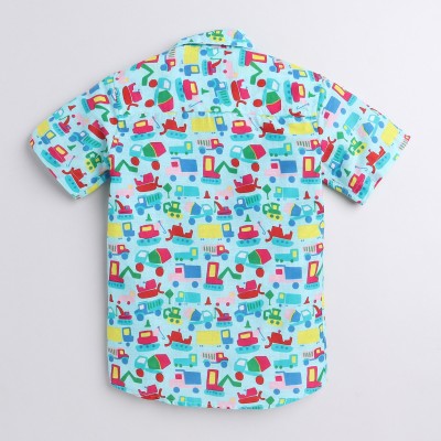 POLKA TOTS Baby Boys Printed Casual Blue Shirt