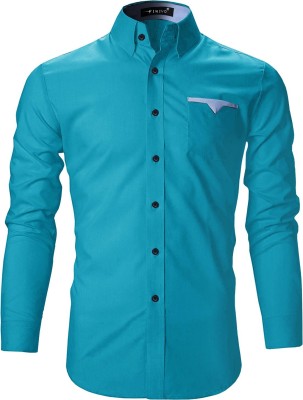 FINIVO FASHION Men Solid Casual Light Blue Shirt