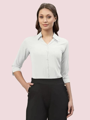 METRONAUT Women Solid Formal White Shirt