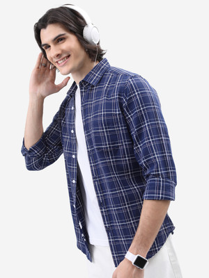 HIGHLANDER Men Printed Casual Dark Blue Shirt