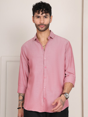 Tanip Men Solid Casual Pink Shirt