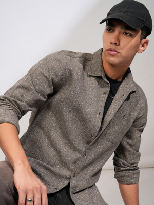 HIGHLANDER Men Checkered Casual Grey Shirt