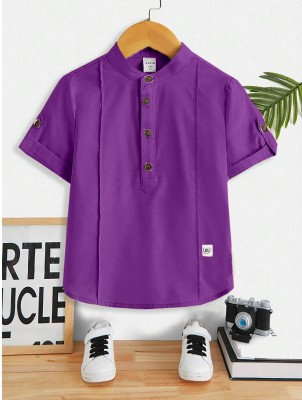 LIMDILEVEN Boys Solid Party Purple Shirt