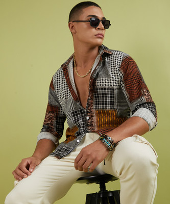 CAMPUS SUTRA Men Printed Casual Brown Shirt