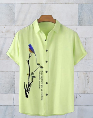 zyromen Men Printed Casual Green Shirt