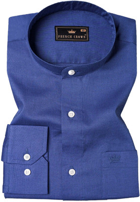 HOC Men Solid Casual Blue Shirt