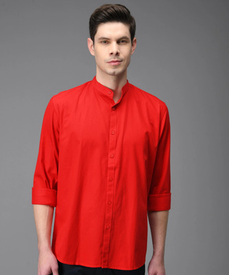 MEGHZ Men Solid Casual Red Shirt