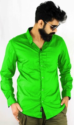 Indi Hemp Men Solid Casual Green Shirt