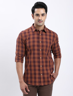 INDIAN TERRAIN Men Checkered Casual Brown Shirt
