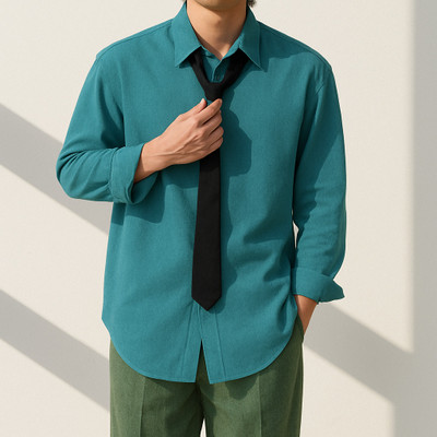 Asta Moda Men Solid Casual Green Shirt