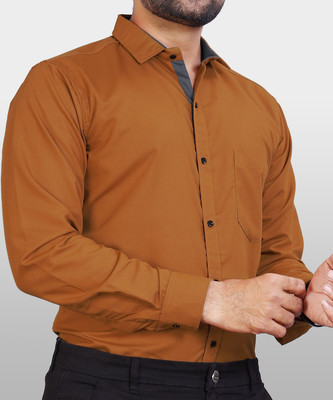 METRONAUT Men Solid Casual Brown Shirt