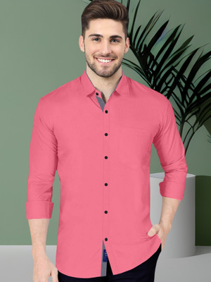 VTEXX Men Solid Formal Pink Shirt
