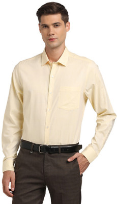 TURTLE Men Solid Formal Yellow Shirt