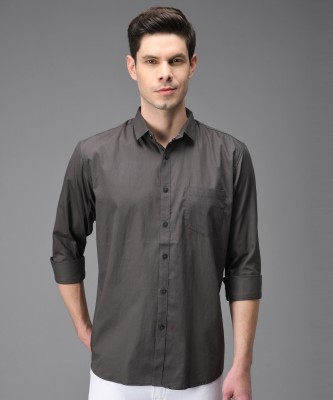 Kibit Men Solid Casual Grey Shirt