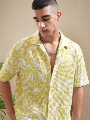 HIGHLANDER Men Printed Casual Green Shirt