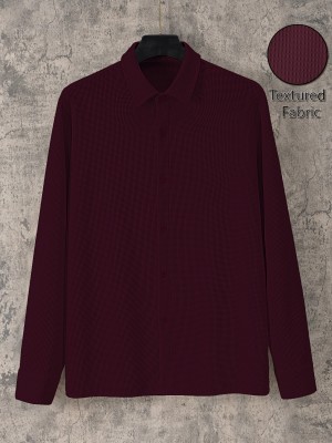 laxmi creation Men Self Design Casual Maroon Shirt