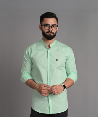 FUBAR Men Solid Casual Light Green Shirt