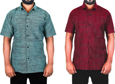 AUZAAI COLLECTION Men Self Design Casual Multicolor Shirt(Pack of 2)