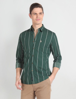 U.S. Polo Assn. Denim Co. Men Striped Casual Green Shirt