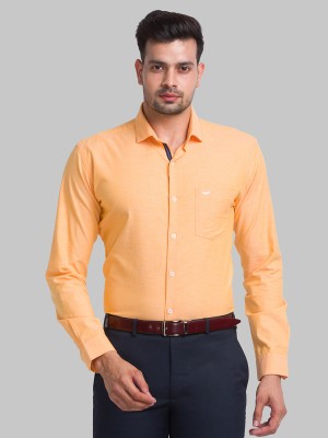 PARK AVENUE Men Solid Formal Orange Shirt