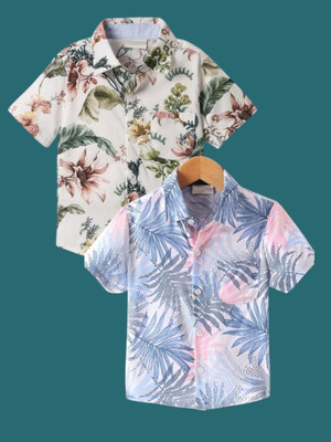 KILLER Boys Printed Casual Blue Shirt(Pack of 2)