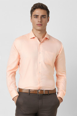 VAN HEUSEN Men Solid Formal Orange Shirt