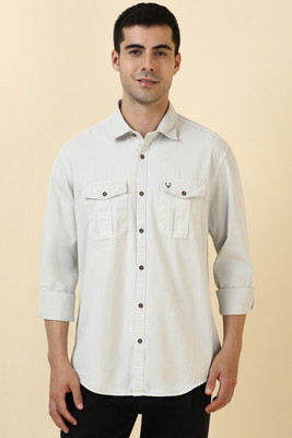 Allen Solly Men Solid Casual Grey Shirt