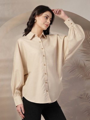 Style Quotient Women Solid Casual Beige Shirt