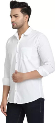 youth first Men Solid Casual White Shirt