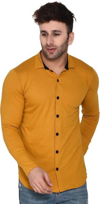tfurnish Men Solid Casual Yellow Shirt
